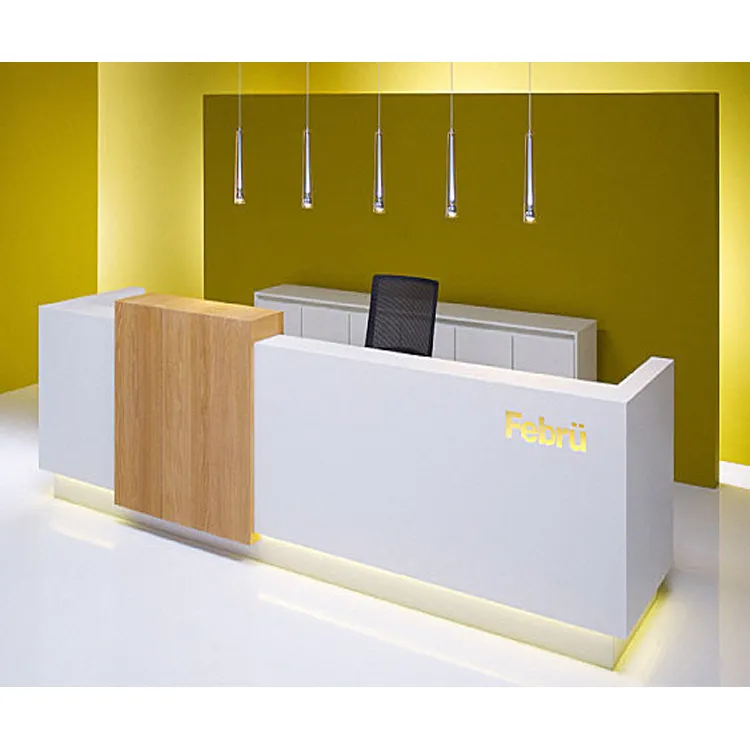 Yeni tasarım yapay mermer ahşap Spa restoran kliniği resepsiyon alanı masası kasiyer sayacı