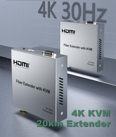Xput 20KM Extendeur KVM HDMI Fibre Optique Émetteur Récepteur Prise en charge 4K30Hz 4 4 4 HDR IR RS232 Audio Stéréo 3,5 mm