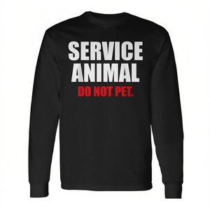 T-shirt a maniche lunghe con stampa 'Service Animal Do Not Pet' per gli amanti degli animali - Product Image 2