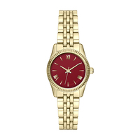 Montre en or de haute qualité à marque privée pour femmes Cadran rouge Mouvement japonais Miyota 3ATM Montre à quartz en acier inoxydable pour femmes