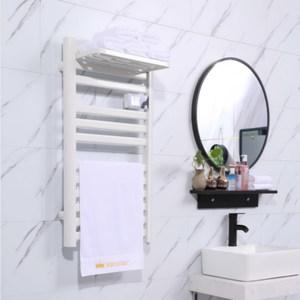 Sèche-serviettes électrique mural en tube rond en aluminium 6063 avec régulateur de température inclinable pour salle de bain - Product Image 6
