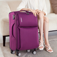 Valise à roulettes étudiante en tissu Oxford grande capacité 20/24/28 pouces unisexe, bagage cabine avec serrure TSA, design simple et moderne