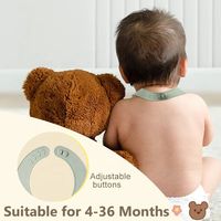 Bavoirs pour bébé en silicone imperméables sans BPA, nouveau design, forme d'ours personnalisée, options colorées, vente en gros, fermeture à bouton pression pour maternité