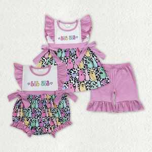 No MOQ Easter Bunny <strong>Big</strong> <strong>Sister</strong> Leopard Print <strong>Top</strong> and Pink Color Pants Easter Kids Clothes - Product Image 4
