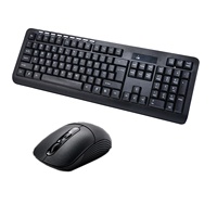 Set Keyboard dan Mouse Nirkabel Ergonomis, Mouse Kombo Multimedia Komputer Kantor, Set Keyboard dan Mouse Warna Hitam Ergonomis Murah