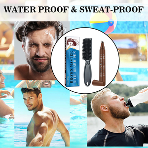 GUANJING OEM Matita per <span class=keywords><strong>Barba</strong></span> Impermeabile a <span class=keywords><strong>Lunga</strong></span> Durata in 2 Colori con Kit Pennello per Uomo - Product Image 5