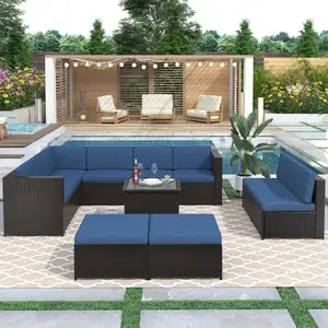 Popüler bahçe mobilyaları plastik hezaren kanepe seti açık karton Modern eğlence bahçe kanepe
