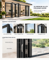 Porte pliante en aluminium à réduction sonore, fonction d'isolation acoustique efficace pour la connexion intérieure et extérieure des clubs de sport