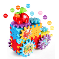 Modèle d'avion dinosaure éducatif DIY avec engrenages rotatifs, blocs de construction STEM pour enfants