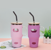 Vente en gros de tasses en verre incassables vintage incassables personnalisées, tasses en verre résistant à la chaleur, conduites d'eau avec motif floral