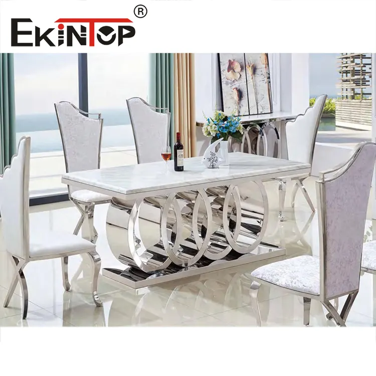 Ekintop conjunto de mesa de jantar, mármore branco e moderno