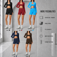 Ensemble de sport pour femmes personnalisé, soutien-gorge de sport, short de yoga, veste, ensemble de fitness 3 pièces, vêtements de sport tendance, extensible, respirant, ensemble de gym