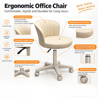 Chaise de bureau roulante multifonctionnelle, réglable en hauteur, pivotante, avec roulettes silencieuses, pour la maison et le bureau