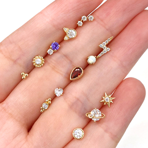 ต่างหูทองคำแท้ <span class=keywords><strong>14K</strong></span> แบบติดกระดูกอ่อน รูปดาวเคราะห์ สีเหลืองทอง แบบหลังแบน ต่างหูแบบ Helix ทองคำ <span class=keywords><strong>14K</strong></span> แบบกดติด สำหรับ Tragus และ Labret - Product Image 1