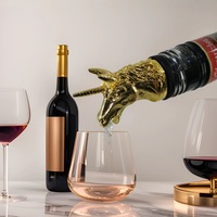 Accessoire à vin fantaisie en forme d'animal pour fêtes et bar à domicile, aérateur verseur de vin licorne doré, cadeau amusant pour hommes et femmes