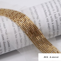Cinta de encaje con cuentas de tubos metálicos de 9 filas, hecha a mano, de 6 cm de ancho, para adornos de cabello, ropa y accesorios de vestidos chinos.