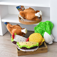 Jouets en peluche pour animaux de compagnie en forme de hamburger au poulet grillé au design mignon, jouets à couiner pour mâcher, accessoires pour chiens