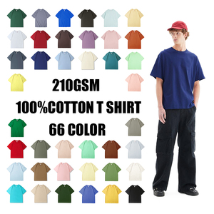 T-shirt uni surdimensionné en coton biologique 100% tissé et brodé, 210 GSM, respectueux de l'environnement, 66 couleurs naturelles, certifié GOTS, unisexe - Product Image 1