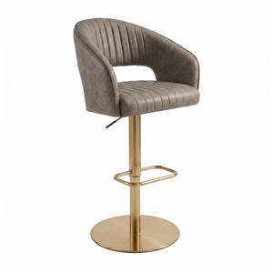 <span class=keywords><strong>Tabouret</strong></span> <span class=keywords><strong>de</strong></span> <span class=keywords><strong>bar</strong></span> capitonné DM Modern Channel, hauteur réglable, en <span class=keywords><strong>velours</strong></span> et cuir PU avec base dorée - Vente en gros, fabrication sur mesure - Product Image 2