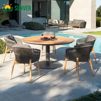 Ensemble de table et de chaises de salle à manger en rotin tressé moderne et luxueux pour l'extérieur, 4 à 6 personnes, léger, durable, salon, sous-sol