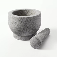 Grossiste Granit naturel Grand ensemble de mortier et pilon en granit Molcajete Broyeur d'épices et d'herbes naturelles Moulin à sésame pour la cuisine