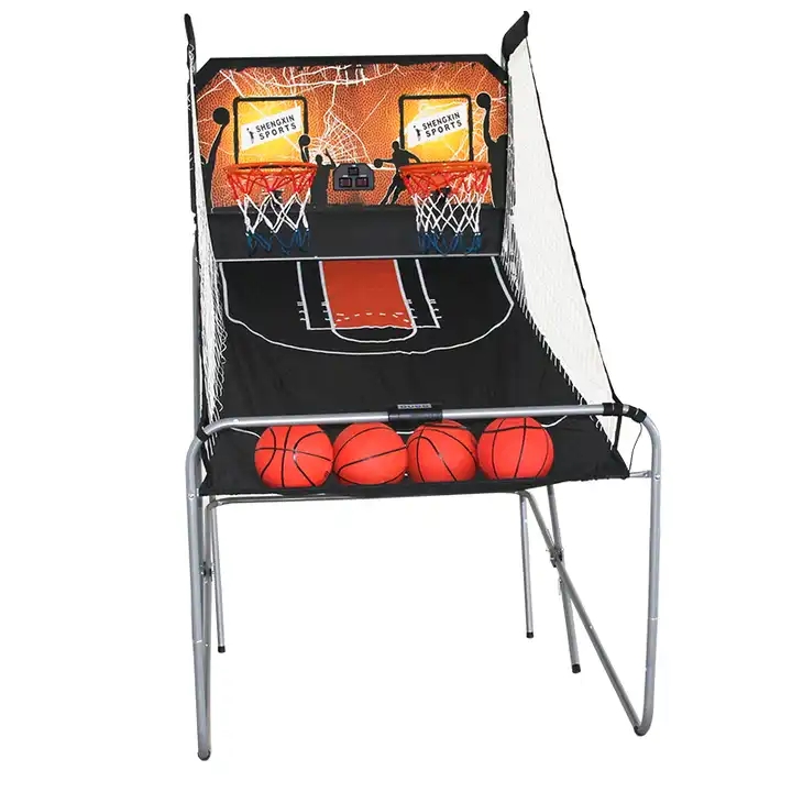 Basketball Shooting Machine Foldable Steel Tube Black Double Play Shot Scoring Equipment for Club Use