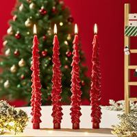 Großhandel Weihnachtsbaum-förmige Stabkerzen Rote Weihnachtsbaumkerzen Feiertagsdekoration Nordische Weiße Skulpturierte Tannenbaumkerzen