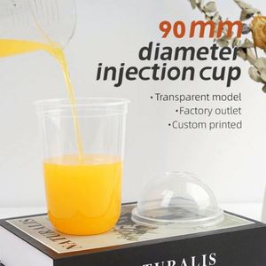 Gobelets jetables en PP givré en forme de U de 90 mm, personnalisables avec logo, 260/380/500/700 ml, pour bubble tea/jus, avec couvercles et pailles - Product Image 4