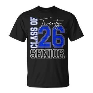 T-shirt pour senior de la classe de 2026, design bleu et blanc pour la remise des diplômes - Product Image 1