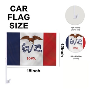 Personalized Iowa Car Window Flag 12x18 Inch Double Sided Polyester The Hawkeye State Auto <b>Banner</b> with Clip Bracket for Sports - Product Image 2