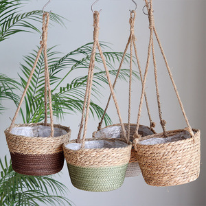 Pot en rotin pour <span class=keywords><strong>plante</strong></span> d'intérieur suspendu jardinière de fleurs panier suspendu tissé en <span class=keywords><strong>corde</strong></span> de jute - Product Image 2