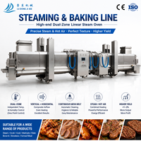 Ligne de rôtissage à vapeur entièrement automatique et continue pour nuggets de poulet, galettes de burger, viande de volaille, four à convoyeur double zone avec PLC