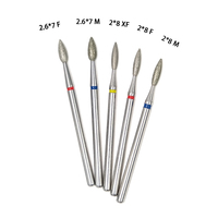 Fraise à ongles professionnelle pour cuticules, manucure russe, fraises diamantées pour ongles, flamme 2x8 2.6x7, acier inoxydable, fraises rotatives diamantées pour ongles, pointes en gel