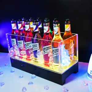 Cubo de hielo iluminado, bote acrílico con diseño personalizado, 12 botellas, 24 botellas