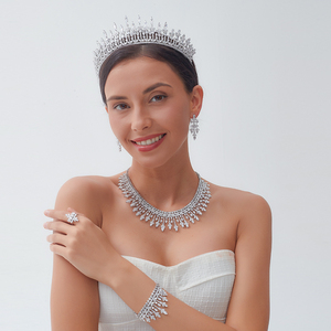 Fascinators, diadèmes en zircon cubique, accessoires de cheveux de mariage, couronnes de mariée pour femmes, coiffes, bandeaux en <span class=keywords><strong>cristal</strong></span>, diadèmes élégants - Product Image 2