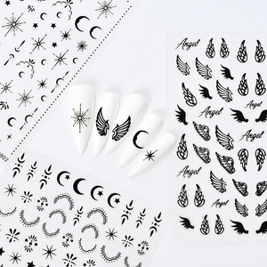 Autocollants 3D pour ongles Ailes d'Ange Or et Argent, autocollants DIY en papier pour manucure avec motifs Cœur, Amour, Soleil, Lune, Étoile - Product Image 3