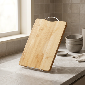 Tabla de cortar de bambú rectangular con asa para uso en la cocina - Product Image 3