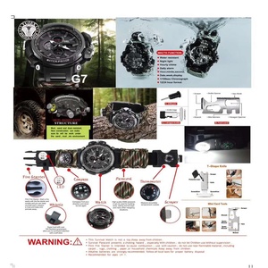 Ngoài Trời Survival Watch Mens Chiến Thuật Đa Chức Năng Có Thể Điều Chỉnh Dây Đeo Cổ Tay Không Thấm Nước Thể Thao Kép Quay Số Đồng Hồ - Product Image 2