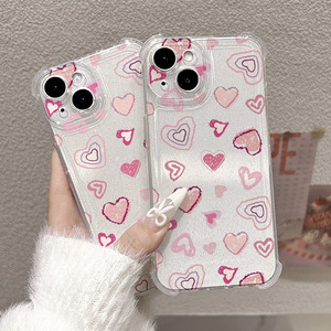 Coque de téléphone à paillettes graffiti tendance avec coins en forme de cœur, protection intégrale souple antichoc, compatible iPhone 17 Pro Max - Product Image 2