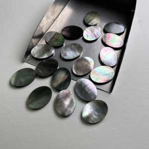Perles ovales plates doubles en coquille grise en vrac DS Gems Wholesale pour la fabrication de bijoux - Product Image 1