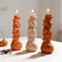 Moule en silicone pour empilage de citrouilles d'Halloween et fantômes superposés, pour bougies en cire de soja, résine et plâtre, idéal pour la décoration de maison hantée et comme cadeau