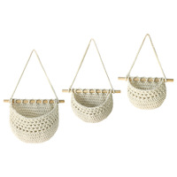 Sac de rangement en filet tissé respirant fait main pour la cuisine, idéal pour fruits et légumes, avec cordes en coton, objet décoratif à suspendre