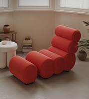 Fauteuil d'appoint et ottoman de salon modernes en tissu écologique, chaise de loisirs rouge pour événements extérieurs
