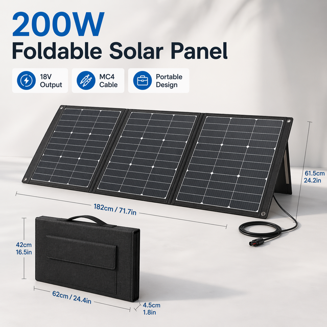 200W ETFE Foldable Solar Panel Monocrystalline Portable Solar Charger for Power Station Camping RV