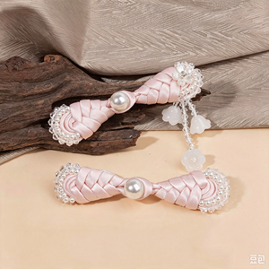 Botón de acrílico para Cheongsam, estilo <span class=keywords><strong>chino</strong></span>, tendencia nacional, con perlas decorativas bordadas a mano, borlas de cristal y hebilla cosida a mano. - Product Image 3