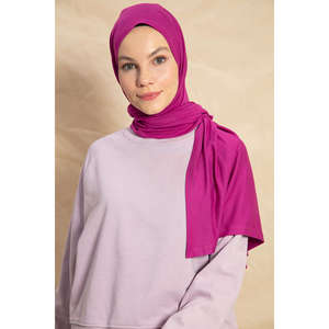 Chal de punto Jersey de algodón, largo, ligero y transpirable, color fucsia - Product Image 1