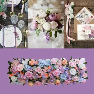 Customized Artificial Flower Row Wedding Events Arch Decor Pink Rose Flower Runner Hang Floral Arrangement for Home House