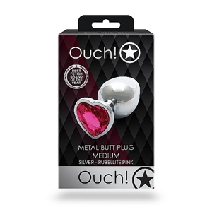 TD argento medio Rubellite gemma cuore rosa tappo anale in metallo materale