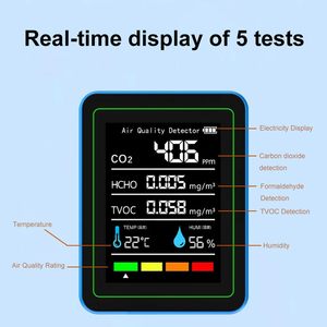 Moniteur de qualité de l'air professionnel 10-en-1, détecteur de CO2/formaldéhyde/TVOC/température/humidité pour la maison, l'hôtel, le bureau et la voiture KQ-10 5 - Product Image 1