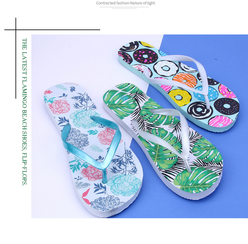 Custom Logo Flip-flops Slippers PE Women's Printed Beach Flip Flops Wholesale